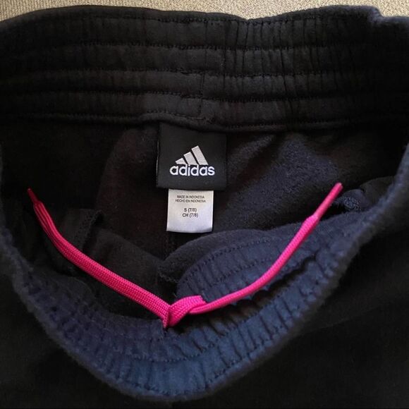 ADIDAS Girl’s Cotton Fleece Sweatpants Black Pink Size S(7/8) New! - Picture 5 of 8